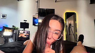 JadeeMoon Gets Rough Pounding And Cum On Glasses At