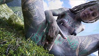 Tattooed couple OUTDOOR ANAL POV fuck