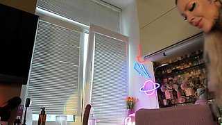 Blonde tight pussy babe solo toy fun in glamour masturbation