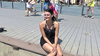 Diminutive brunette hair public gym masturbation