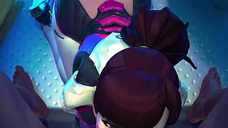 D.va Beach Morning Anal Sex & Night Sloppy Blowjob Facial - Overwatch 3D Animation