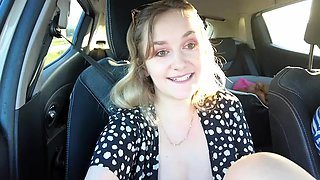 Amateur blonde jerks off cock outdoors