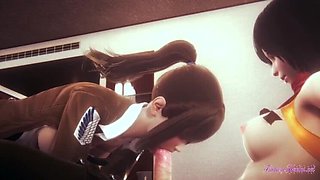 Mikasa and Sasha Futanari Hentai Sex - Uncensored Japanese Anime Blowjob Handjob Fucking Compilation