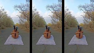 Rubidoll Hooker has butt sex hump with a black wood BIG BLACK COCK