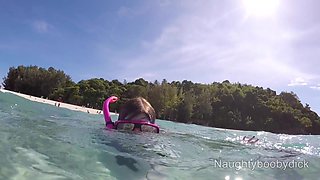 Underwater Exhibitionist German Teen with Big Boobs on the Sea N