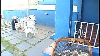 Dirty whore sucks cock and takes anal drilling outdoors