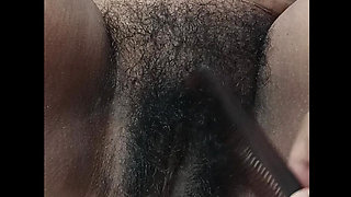 Combing Her Pussy enjoy with her husband's friend