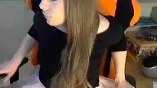 Hot busty masturbating shemale toys her ass