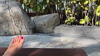 Feet Tease Outdoor While Watching a Movie