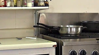 PAWG MILF takes BWC from behind for kitchen creampie