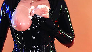 Sexy latex fetish video birthday cake splosh!