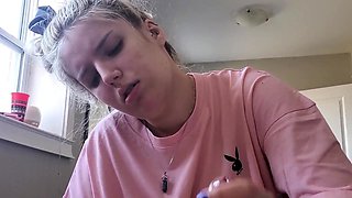 Big cock sucked by blonde MILF POV