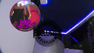 Super Hot Latina Brunette with Big Tits in the Bathroom in a miniskirt no panties organizes the jacuzzi