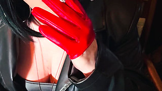 Miss Tina Snua In Leather coat & Gloves Sparks Up A cigarette Then Smokes For You Leather Lovers!