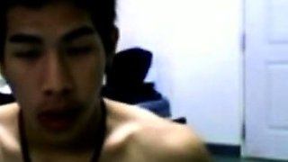 Thai Guy Strokes and Shoots on Webcam