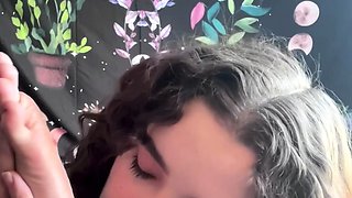 Flexible pale brunette with foot fetish does hot footjob