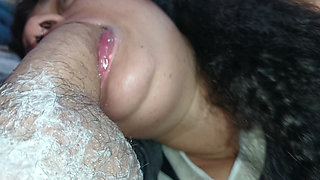 POV: Underneath the cuckold's balls, heavy with lust, that little mouth sucks him to orgasm.
