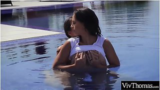 Brunette Learning How To Surf Ends Up Making Hot Sex With Her Lesbian Instructor - Eve Angel, Lorena Garcia And Viv Thomas