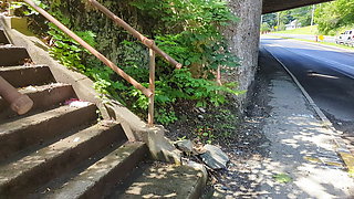 Caught peeing on a stairway