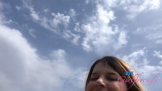 Romantic trip to the beach with Dez Hansen and fucking her tight pussy POV in the car: Porn