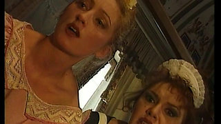 Blonde Princess and Redhaired Parlormaid Found Handsome Officer in the Bedroom of the Princess