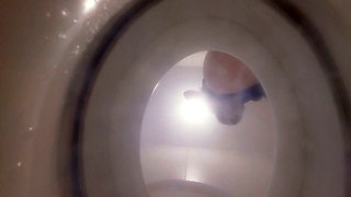 Bathroom-slave Toilet Peeking on Bellealiz Peeing and Farting