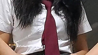 Asian College Girl Plays with Her Magic Wand and Squirts