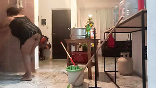 My Fat Wife Cleaning The House - Homemade Latina MILF with Big Ass