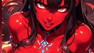 Gol Busty Demon Girl Lava Bath