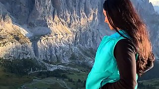 Hot housewife shows off fabulous tits and ass outdoors