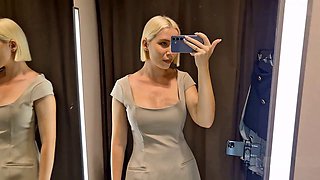 Big tits, fitting room, public outside