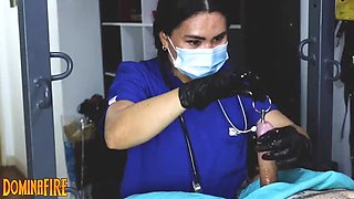 Femdom Nurse Milks & Sounds My Cock - DominaFire Medical Exam