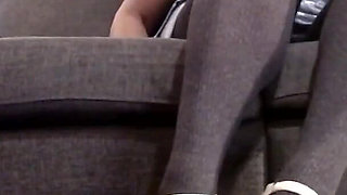 Pantyhose Crossed Legs White Stipper Heels Pumps