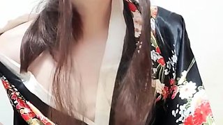 Asian Tgirl Nut loves touching her body in solo masturbation