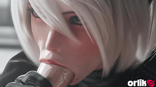 2b Nier Automata Blowjob & Town Cowgirl Fuck - Creamy Pussy & Creampie Ending 3D Animation