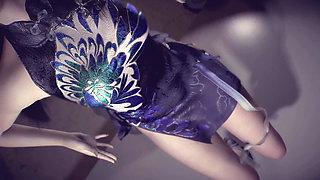 Korean Dance Puppet with String Cheongsam Elegant Long Legs Pussy Exposed