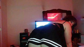 Cute curly brunette solo webcam masturbation