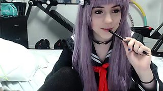 Curly Blonde Teen Records Solo Dildo Masturbation