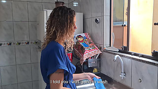 Lazy Stepsister Had Her Pussy Used While Washing the Dishes.