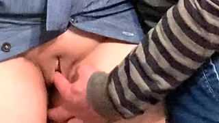 Dirty Hobby! Old Man Fingering Perfect Pussy in Public