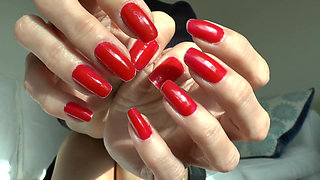 Slave Marking with Pen, Beautiful Red Fingernails, Lady Victoria Valente