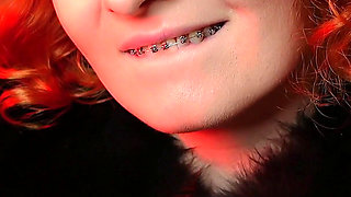 Sexy pin up Arya doing ASMR sounds with short leather gloves