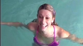 Slutty French teen ass fucked by the pool