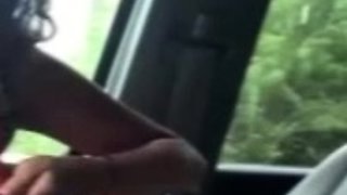 Hot Brunette Giving Blowjob in Car