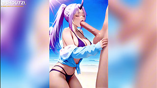 Shion from that time i got reincarnated as a slime, does a perfect deepthroat with your long penis and will swallow all your cum