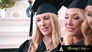 Mommy's Boy Reverse Gangbang - Big Tit MILFs Squirting Orgasms & Cum Swaps For Graduation