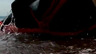 Hogtied in a Wetsuit - Rope Bondage Escape Challenge on the Beach