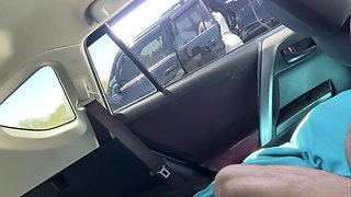 Dickflash Cum on Her Face on Parking Lot After Flashing Blowjob