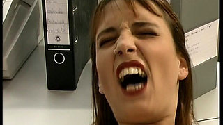 German Secretary Playing with Her Pussy in the Office