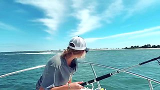 Blonde Hentai Raceplayer MILF Lilly Gaddis Fishes in Bikini on Boat